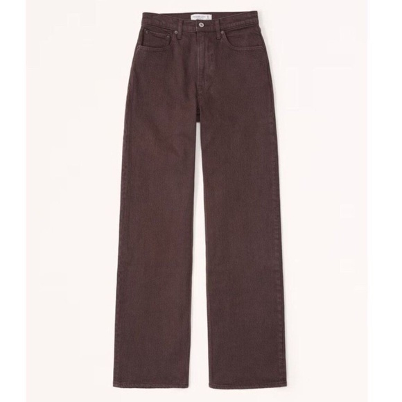 Abercrombie & Fitch the 90's Relaxed High Rise Jeans Dark Brown - Picture 4 of 11